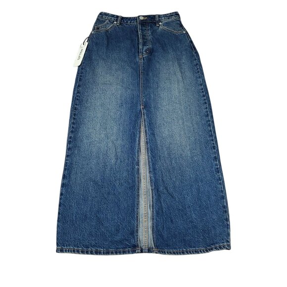 Rolla's Chicago Lyocell Twilight Maxi Long Denim Skirt Dark Wash Blue Size 24 - Picture 1 of 8